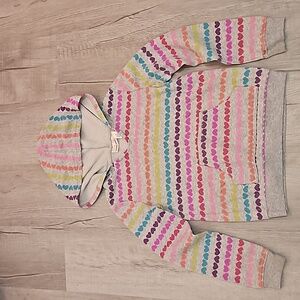 Girls Rainbow heart printed hoodie. Size: 7